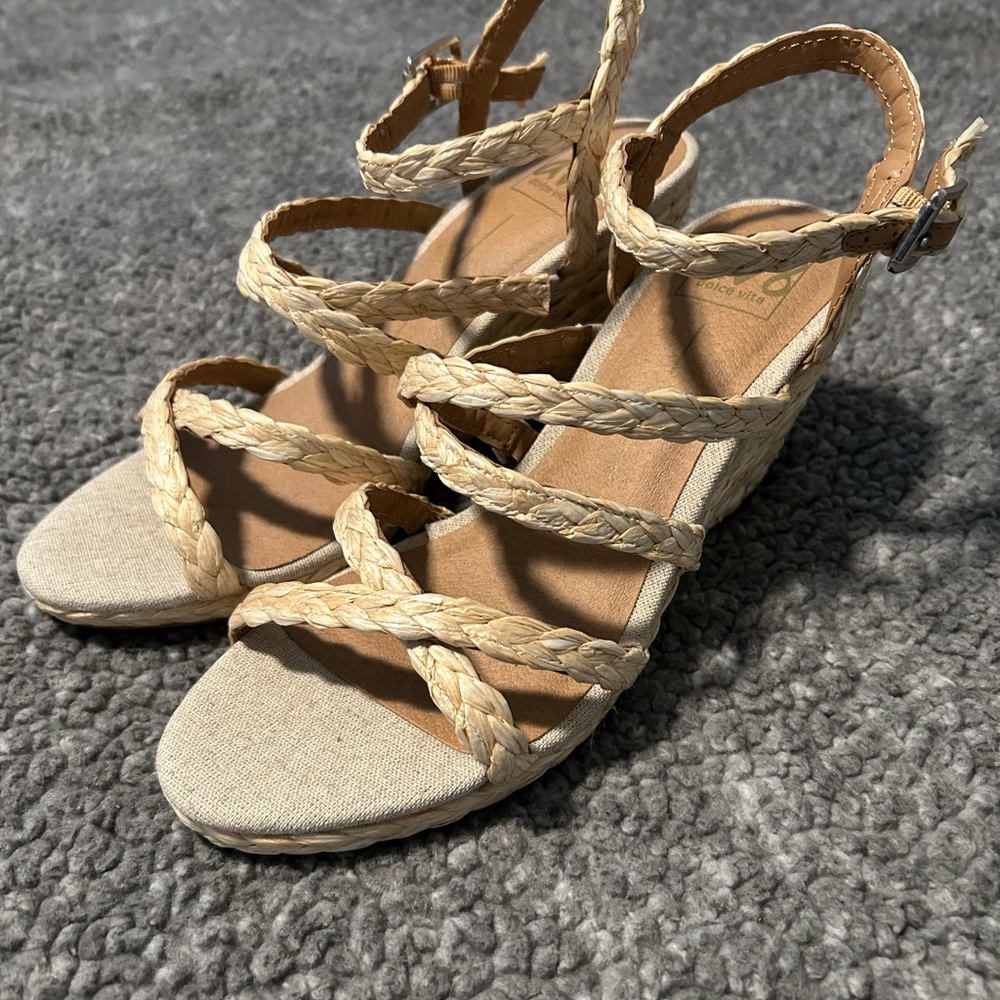 Dolce Vita Beige Braided Wedge Sandals